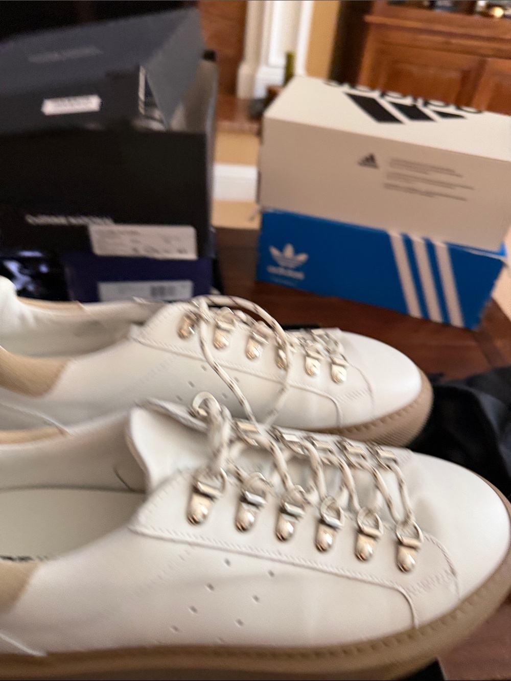 The Kooples White Leather Lace-Up Sneakers with Gold Eyelets size 42 men’s New
